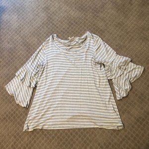Gray and White Blouse